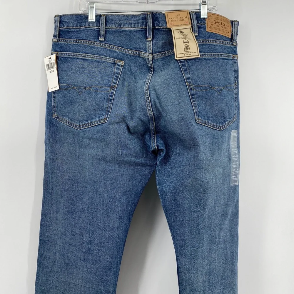 Polo Ralph Lauren Varick Slim Straight Jeans‎ Mens 38T x 36 Blue Tall Stretch